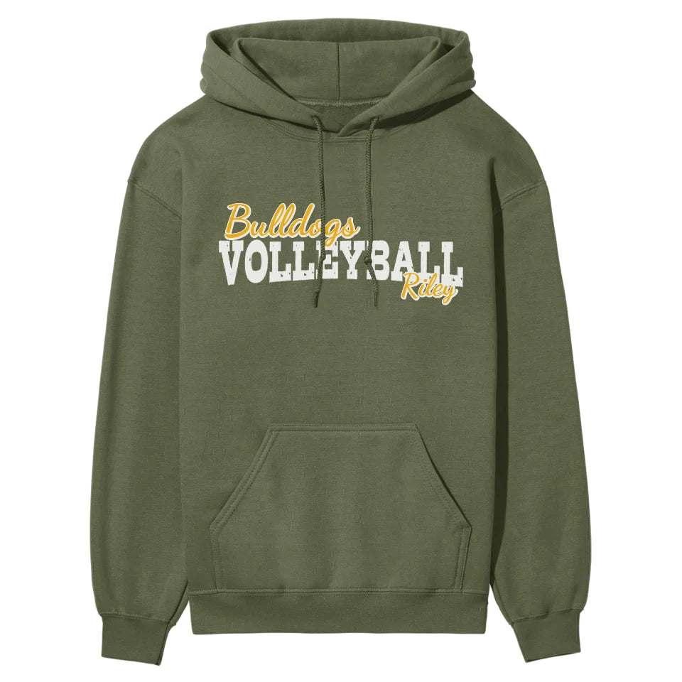 Custom Volleyball Mascot and Volleyball Player Name on a Hoodie with a White Graphic