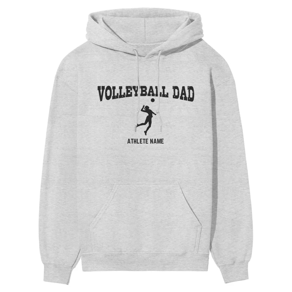 Volleyball Dad with Volleyball Player Icon and Volleyball Player Name on a Hoodie with a Black Graphic