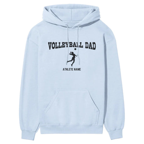 Volleyball Dad with Volleyball Player Icon and Volleyball Player Name on a Hoodie with a Black Graphic