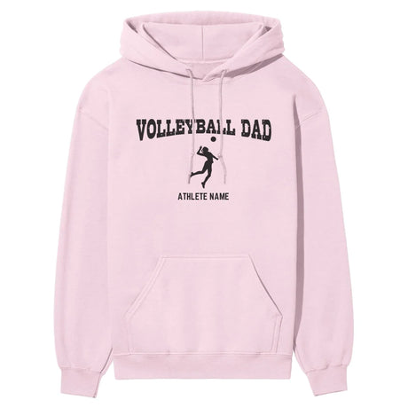 Volleyball Dad with Volleyball Player Icon and Volleyball Player Name on a Hoodie with a Black Graphic