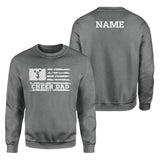 Cheer Dad Horizontal Flag With Cheerleader Name on a Sweatshirt with a White Graphic