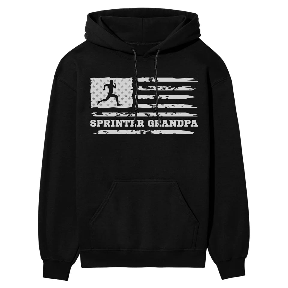 Sprint Grandpa Horizontal Flag on a Hoodie with a White Graphic