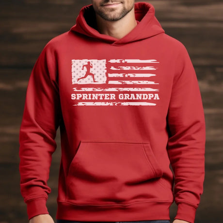 Sprint Grandpa Horizontal Flag on a Hoodie with a White Graphic