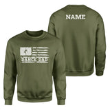 Dance Dad Horizontal Flag With Dancer Name on a Sweatshirt with a White Graphic