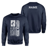 Dance Mom Vertical Flag With Dancer Name on a Sweatshirt with a White Graphic