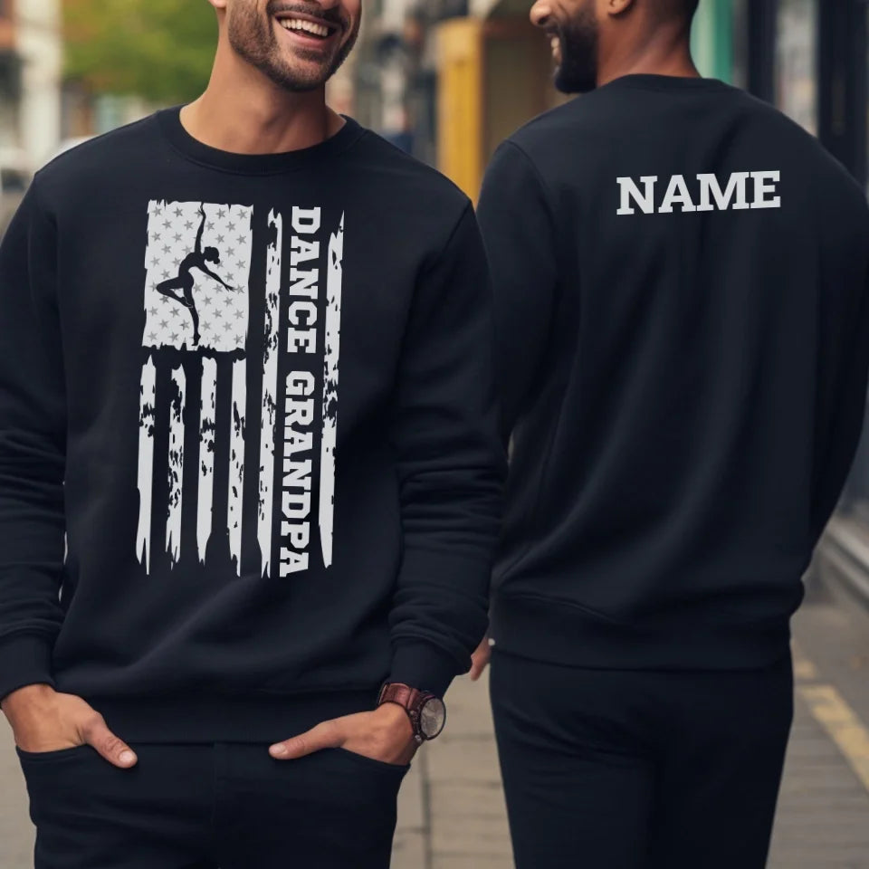 Dance Grandpa Vertical Flag With Dancer Name on a Sweatshirt with a White Graphic