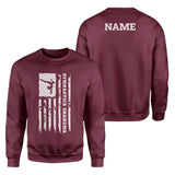 Gymnastics Grandma Vertical Flag With Gymnast Name on a Sweatshirt with a White Graphic