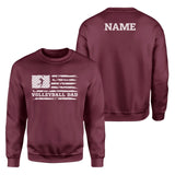 Volleyball Dad Horizontal Flag With Volleyball Player Name on a Sweatshirt with a White Graphic