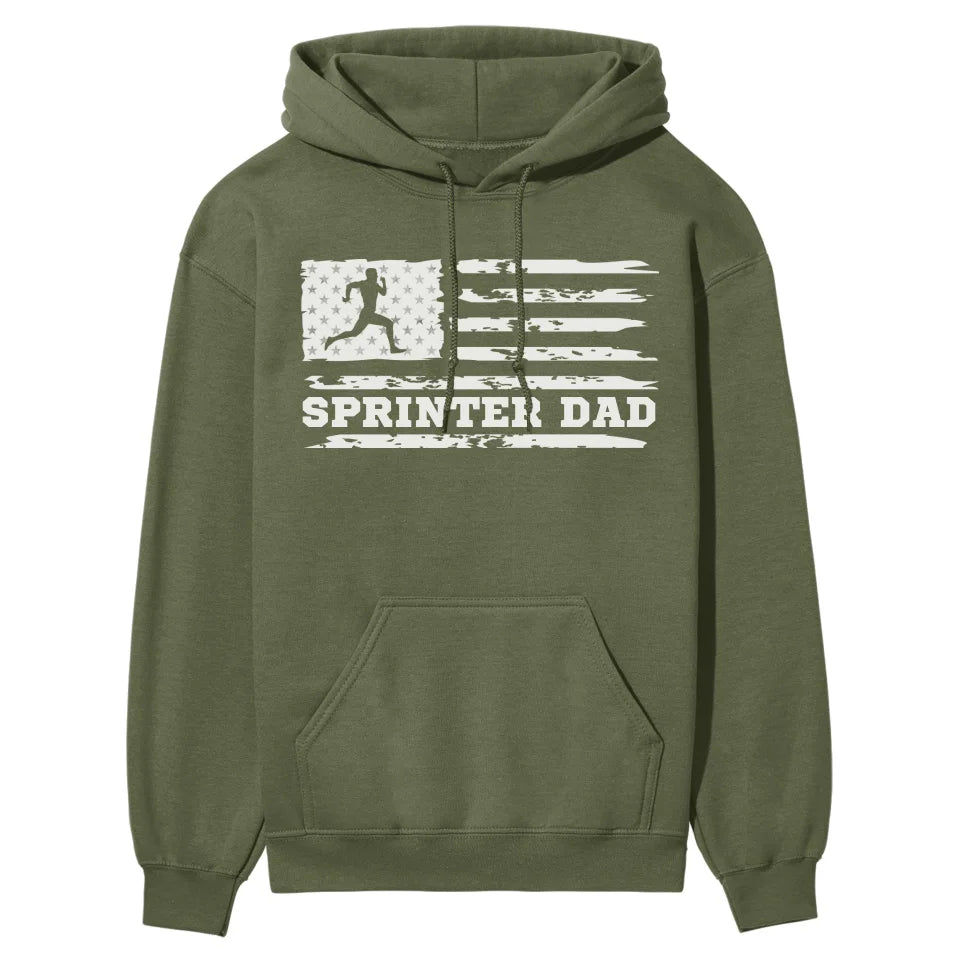 Sprint Dad Horizontal Flag on a Hoodie with a White Graphic