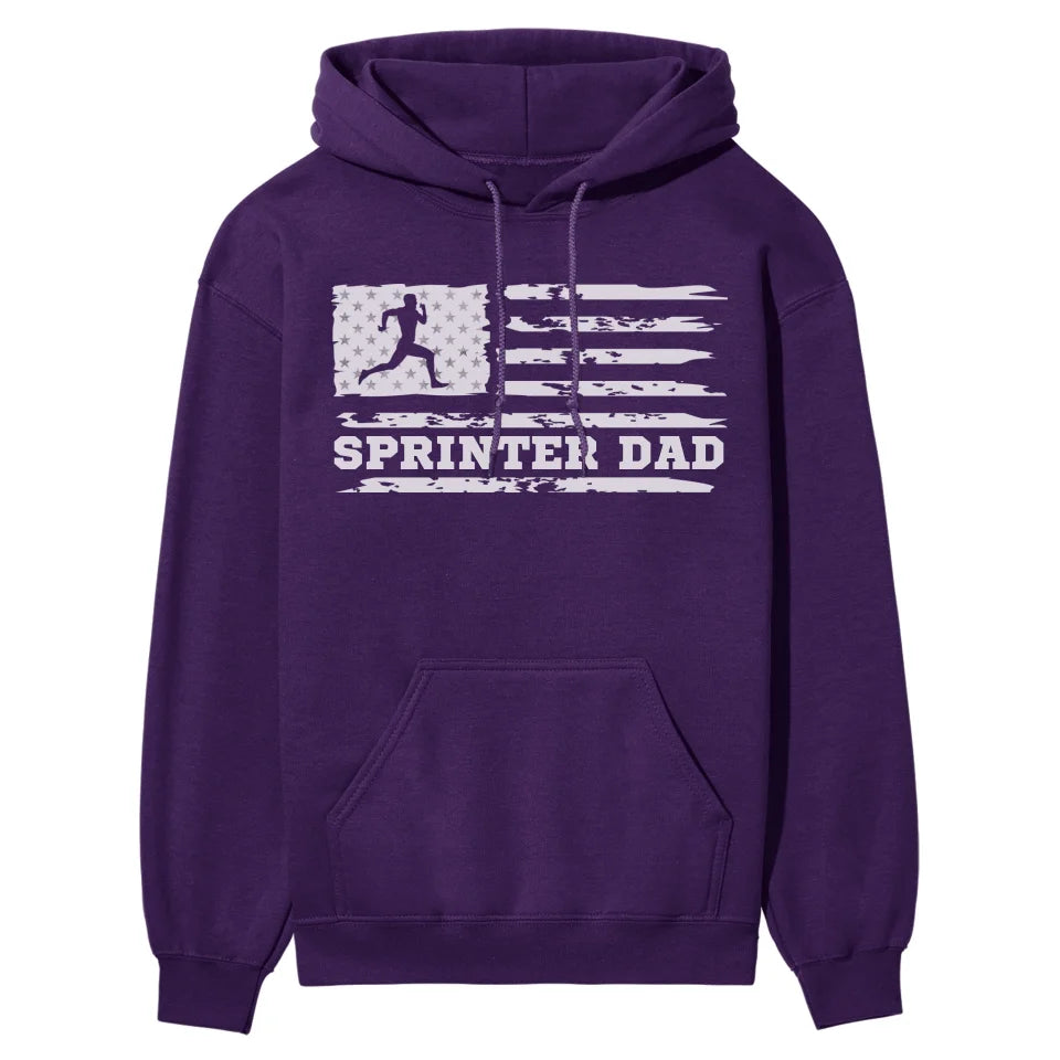 Sprint Dad Horizontal Flag on a Hoodie with a White Graphic