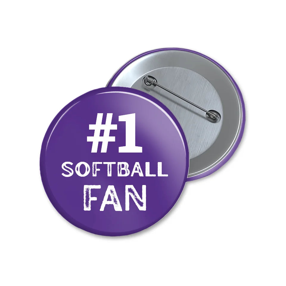 Personalized #1 Softball Fan on a Button