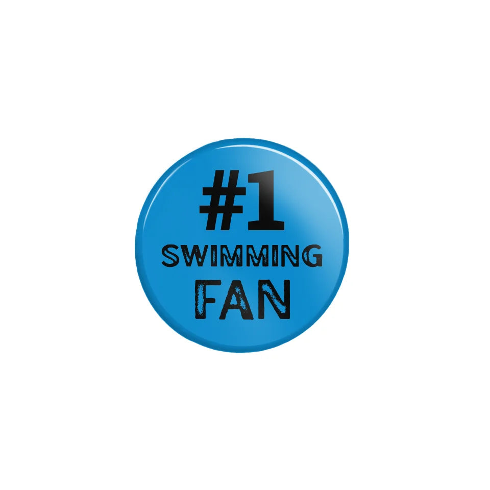 Personalized #1 Swimming Fan on a Button