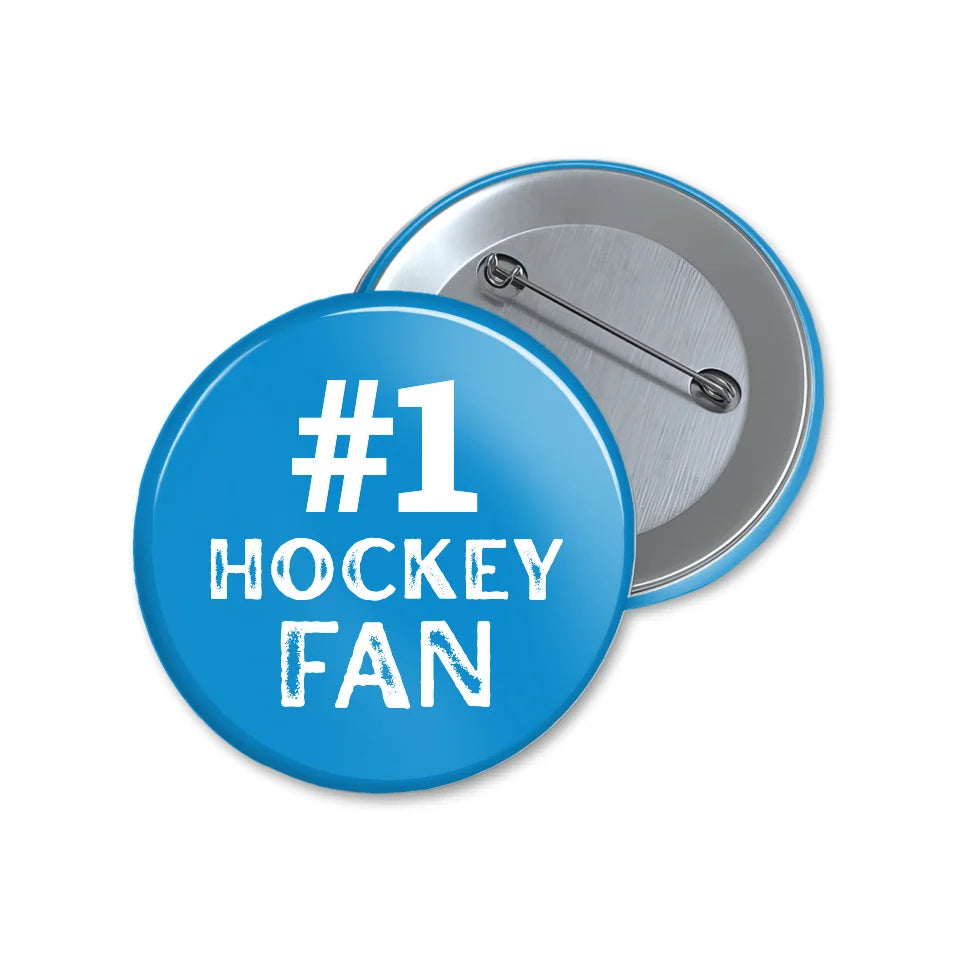 Personalized #1 Hockey Fan on a Button