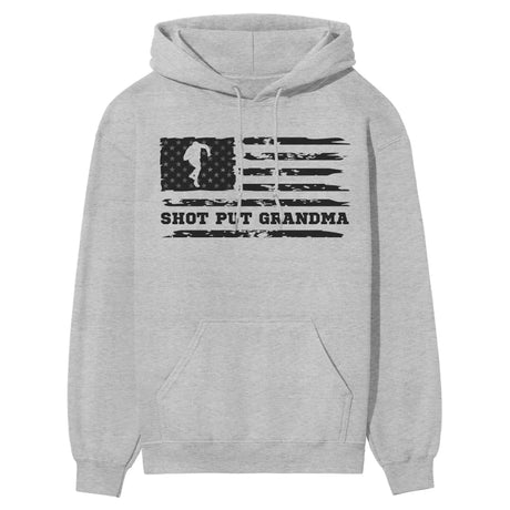 Shot put Grandma Horizontal Flag on a Hoodie with a Black Graphic