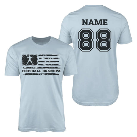 Football Grandpa Horizontal Flag With Football Player Name on a Men's T-Shirt with a Black Graphic