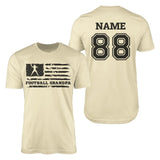 Football Grandpa Horizontal Flag With Football Player Name on a Men's T-Shirt with a Black Graphic