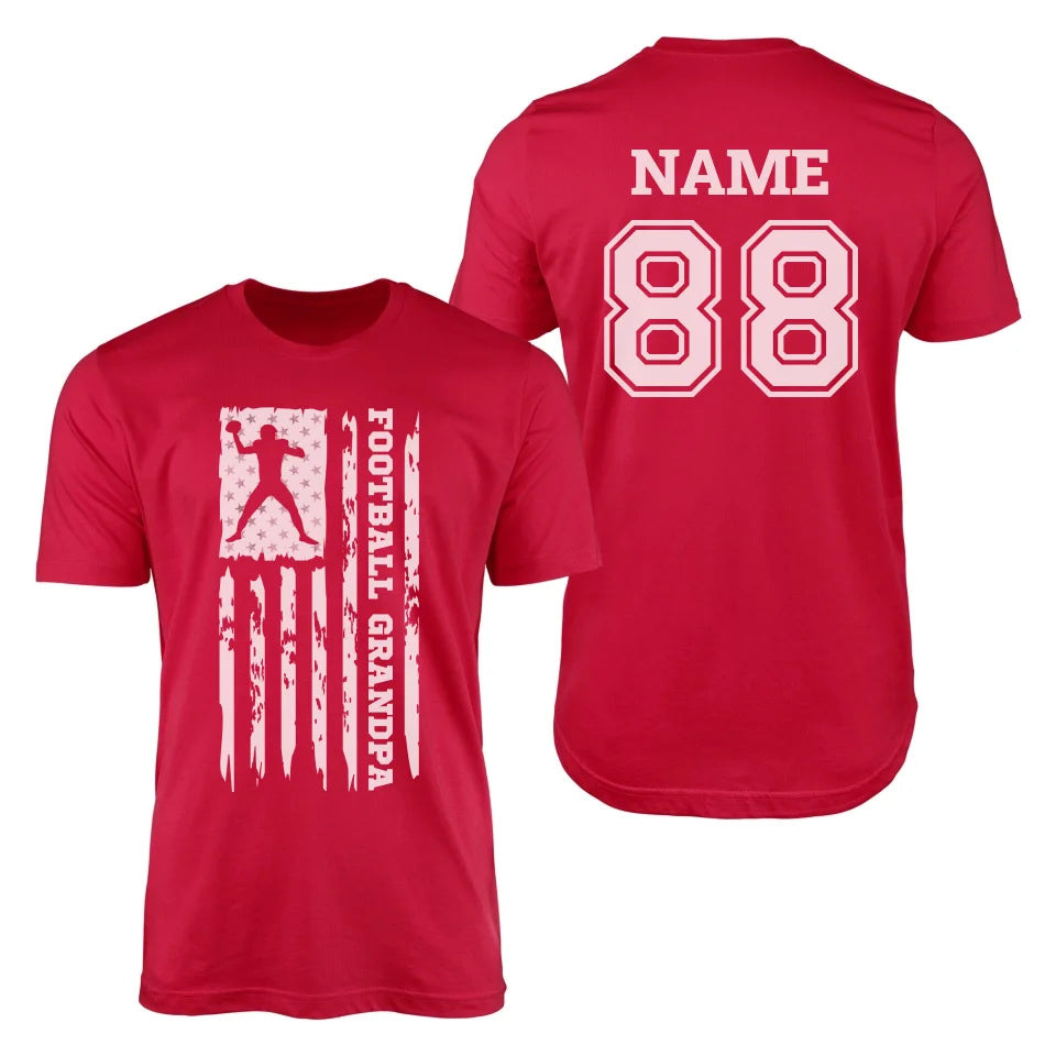 Football Grandpa Vertical Flag With Football Player Name on a Men's T-Shirt with a White Graphic