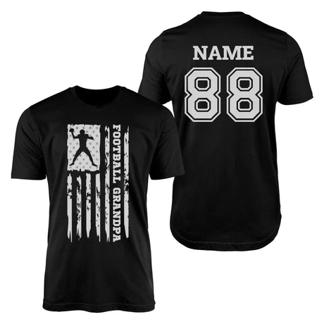 Football Grandpa Vertical Flag With Football Player Name on a Men's T-Shirt with a White Graphic