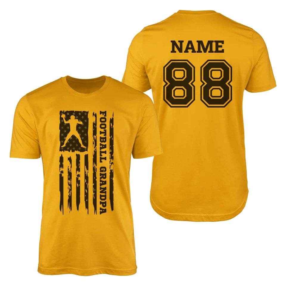 Football Grandpa Vertical Flag With Football Player Name on a Men's T-Shirt with a Black Graphic