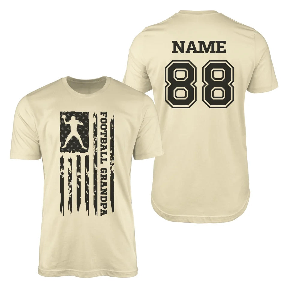 Football Grandpa Vertical Flag With Football Player Name on a Men's T-Shirt with a Black Graphic