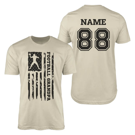 Football Grandpa Vertical Flag With Football Player Name on a Men's T-Shirt with a Black Graphic