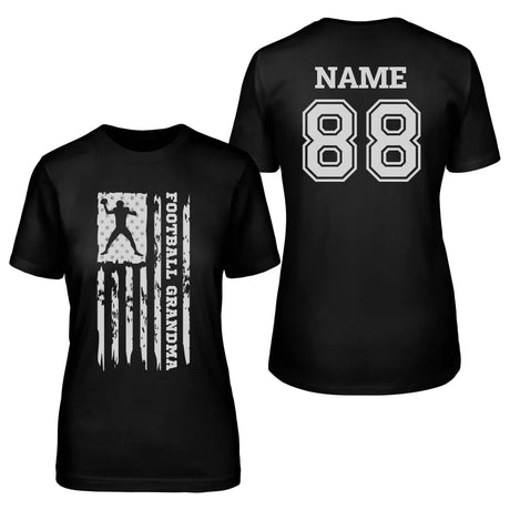 Football Grandma Vertical Flag With Football Player Name on a Unisex T-Shirt with a White Graphic