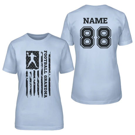 Football Grandma Vertical Flag With Football Player Name on a Unisex T-Shirt with a Black Graphic