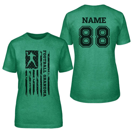 Football Grandma Vertical Flag With Football Player Name on a Unisex T-Shirt with a Black Graphic