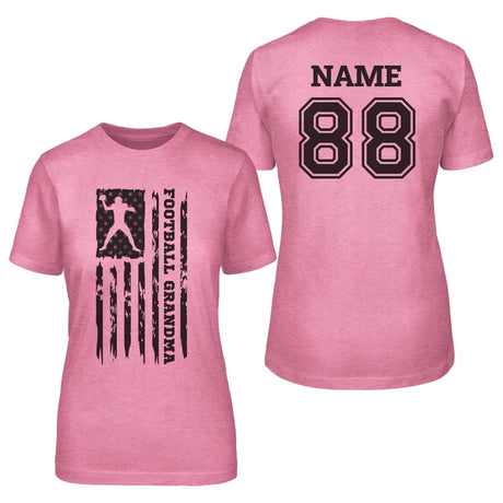 Football Grandma Vertical Flag With Football Player Name on a Unisex T-Shirt with a Black Graphic