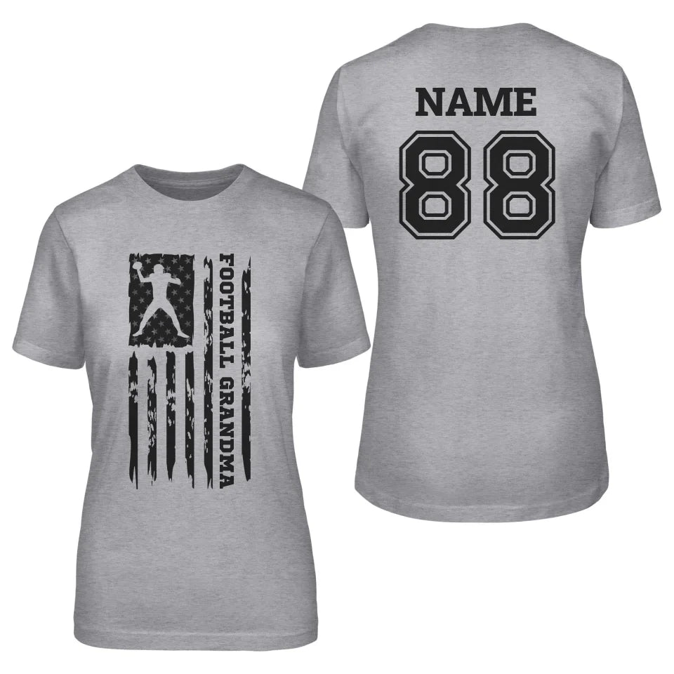 Football Grandma Vertical Flag With Football Player Name on a Unisex T-Shirt with a Black Graphic