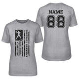 Football Grandma Vertical Flag With Football Player Name on a Unisex T-Shirt with a Black Graphic