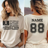 Football Mom Horizontal Flag With Football Player Name on a Unisex T-Shirt with a Black Graphic