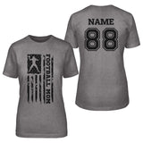 Football Mom Vertical Flag With Football Player Name on a Unisex T-Shirt with a Black Graphic