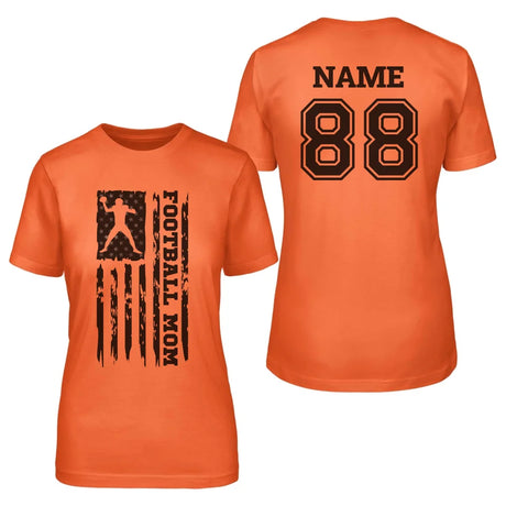 Football Mom Vertical Flag With Football Player Name on a Unisex T-Shirt with a Black Graphic