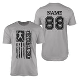 Football Dad Vertical Flag With Football Player Name on a Men's T-Shirt with a Black Graphic