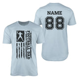 Football Dad Vertical Flag With Football Player Name on a Men's T-Shirt with a Black Graphic