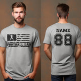 Football Dad Horizontal Flag With Football Player Name on a Men's T-Shirt with a Black Graphic