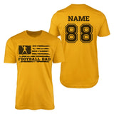 Football Dad Horizontal Flag With Football Player Name on a Men's T-Shirt with a Black Graphic