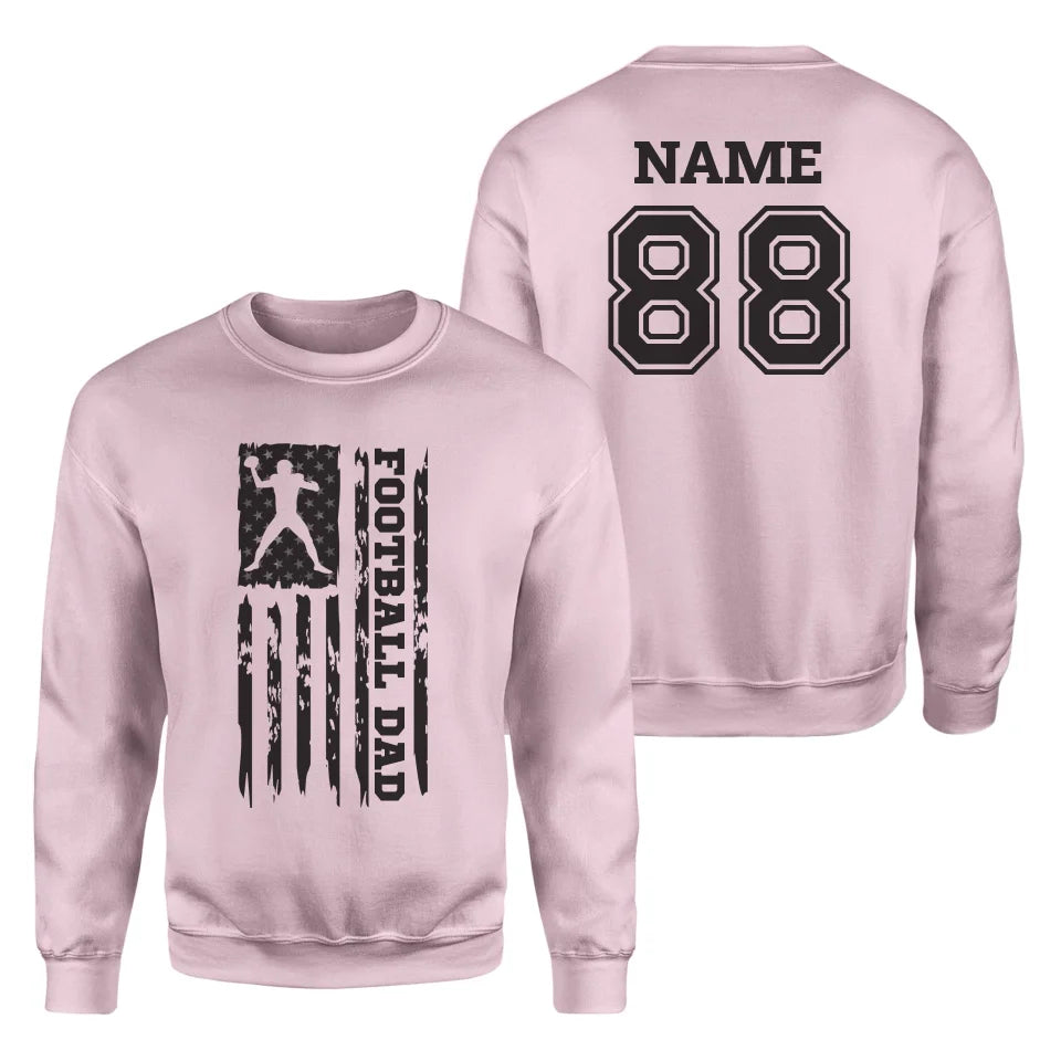 Football Dad Vertical Flag With Football Player Name on a Sweatshirt with a Black Graphic