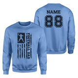 Football Dad Vertical Flag With Football Player Name on a Sweatshirt with a Black Graphic