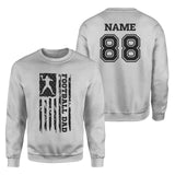 Football Dad Vertical Flag With Football Player Name on a Sweatshirt with a Black Graphic