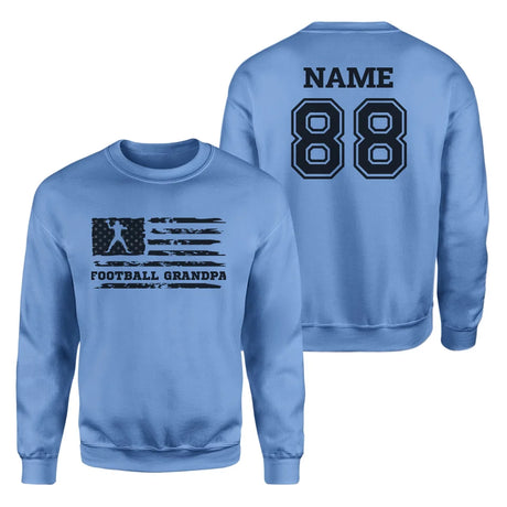 Football Grandpa Horizontal Flag With Football Player Name on a Sweatshirt with a Black Graphic