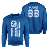 Football Grandpa Vertical Flag With Football Player Name on a Sweatshirt with a White Graphic