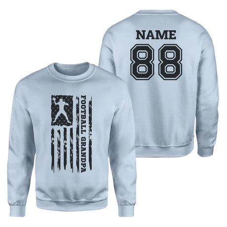 Football Grandpa Vertical Flag With Football Player Name on a Sweatshirt with a Black Graphic