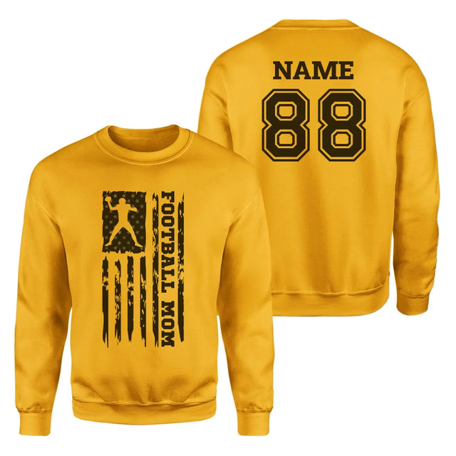 Football Mom Vertical Flag With Football Player Name on a Sweatshirt with a Black Graphic