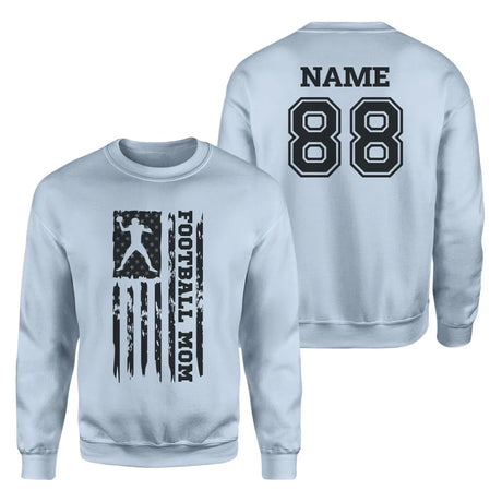 Football Mom Vertical Flag With Football Player Name on a Sweatshirt with a Black Graphic