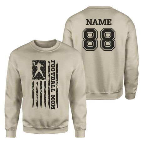 Football Mom Vertical Flag With Football Player Name on a Sweatshirt with a Black Graphic