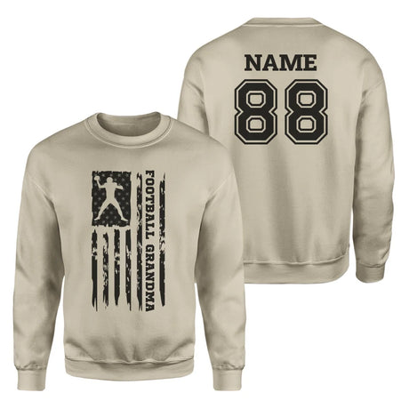 Football Grandma Vertical Flag With Football Player Name on a Sweatshirt with a Black Graphic