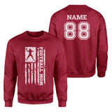 Football Mom Vertical Flag With Football Player Name on a Sweatshirt with a White Graphic