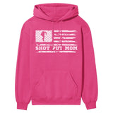 Shot put Mom Horizontal Flag on a Hoodie with a White Graphic